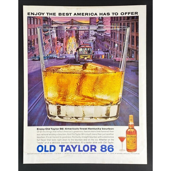 Old Taylor 86 Whiskey "America's Finest Kentucky Bourdon" Vintage Print Ad 1963 - Picture 3 of 3